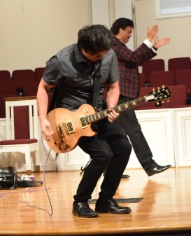 Josh Parker jams on 'Days of Elijah' during a concert at Sand Spring Baptist Church.